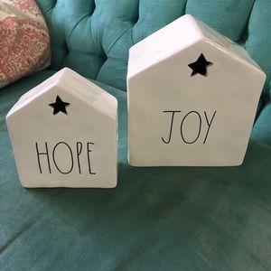 Rae Dunn Hope and Joy houses
